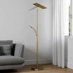 Lucande LED-Deckenfluter Parthena, Messing -Lucande 9624292 2