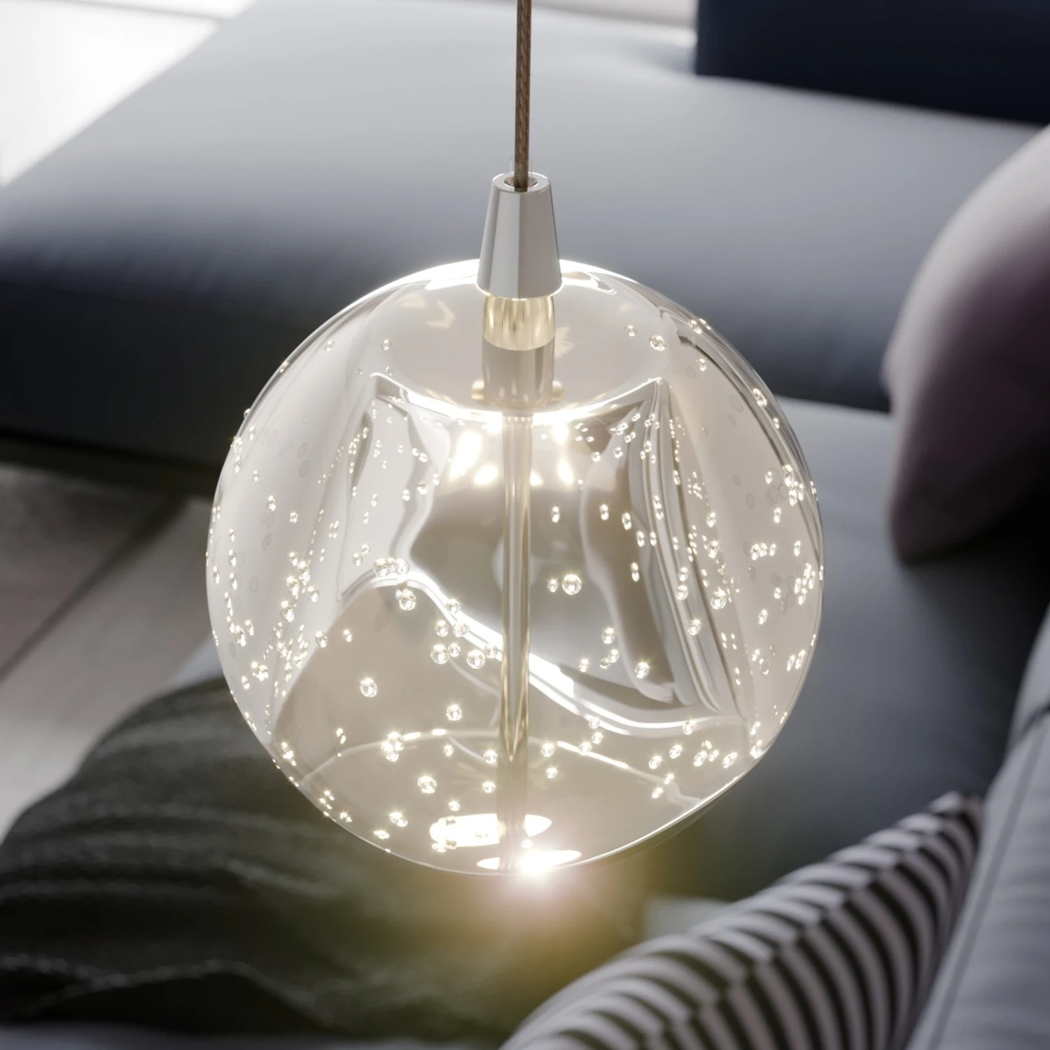 Lucande LED-Wandlampe Hayley M. Hängender Kugel, Chrom 6 Lucande LED-Wandlampe Hayley M. Hängender Kugel, Chrom – Bild 4