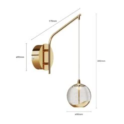 Lucande LED-Wandlampe Hayley M. Hängender Kugel, Gold -Lucande 9624364 6