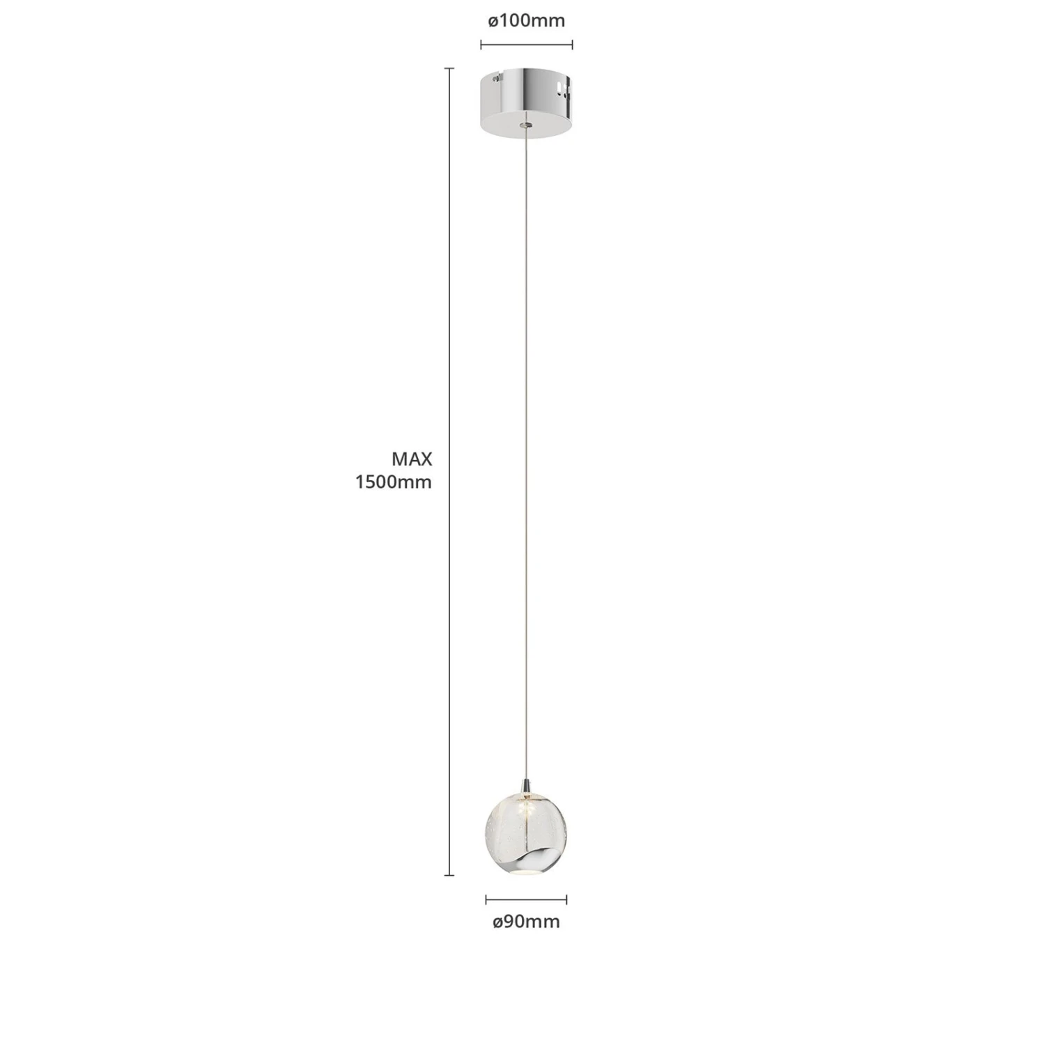 Lucande LED-Pendellampe Hayley Mit Glaskugel, 1-fl., Chrom 9 Lucande LED-Pendellampe Hayley Mit Glaskugel, 1-fl., Chrom – Bild 7