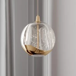 Lucande LED-Pendellampe Hayley Mit Glaskugel, 1-fl., Gold -Lucande 9624366 2