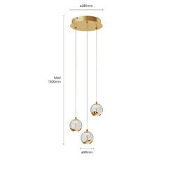 Lucande LED-Pendellampe Hayley M. Glaskugeln, 3-fl., Gold -Lucande 9624368 6