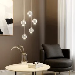 Lucande LED-Pendellampe Hayley, 5-fl., Rund, Chrom -Lucande 9624369 1