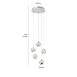Lucande LED-Pendellampe Hayley, 5-fl., Rund, Chrom -Lucande 9624369 5