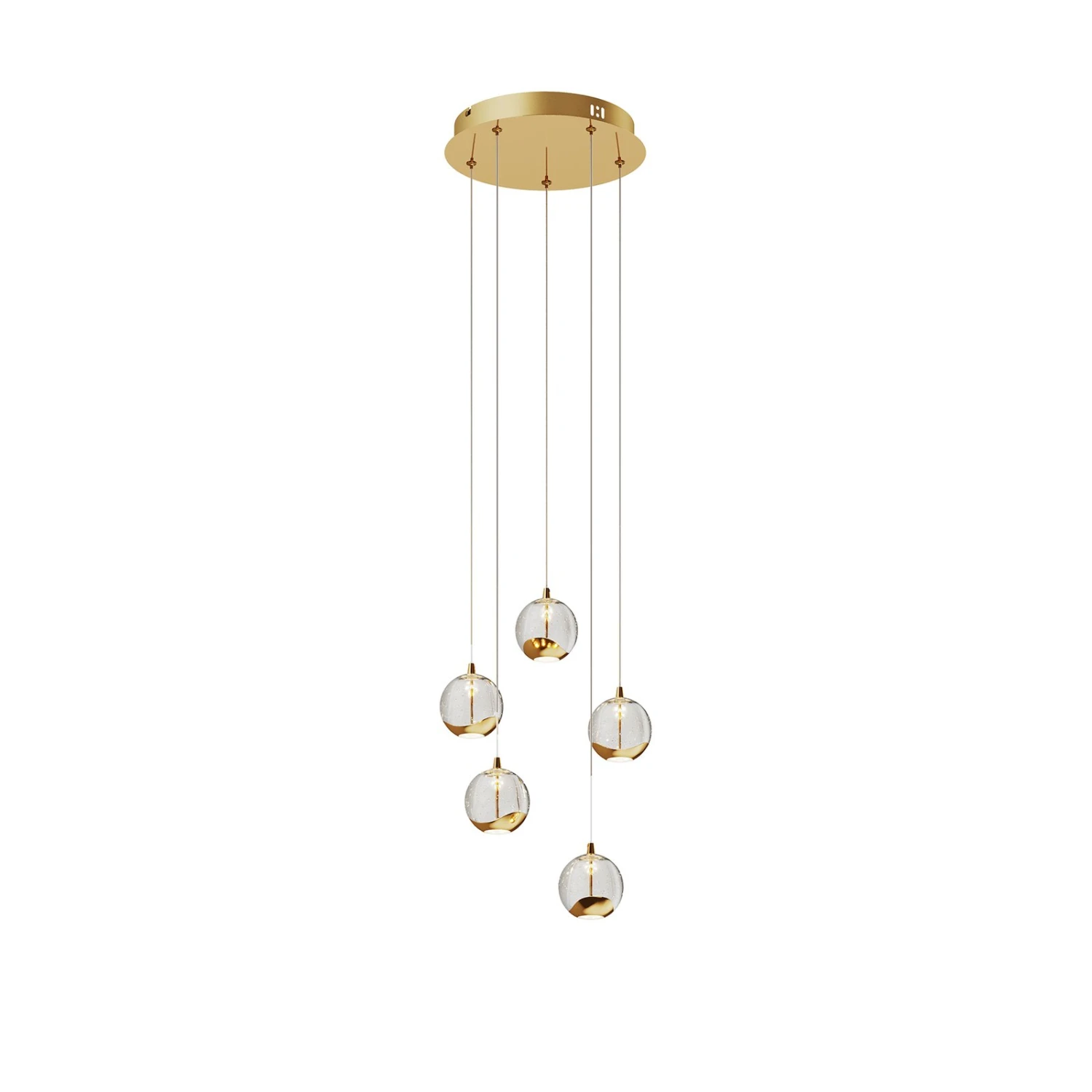 Lucande LED-Pendellampe Hayley, 5-fl., Rund, Gold 8 Lucande LED-Pendellampe Hayley, 5-fl., Rund, Gold – Bild 6