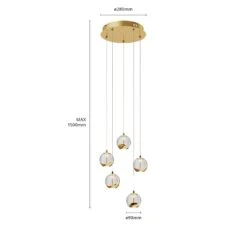 Lucande LED-Pendellampe Hayley, 5-fl., Rund, Gold 17 Lucande LED-Pendellampe Hayley, 5-fl., Rund, Gold -Lucande 9624370 6