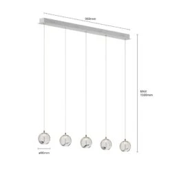 Lucande LED-Pendellampe Hayley, 5-fl., Länglich, Chrom 16 Lucande LED-Pendellampe Hayley, 5-fl., Länglich, Chrom -Lucande 9624457 5