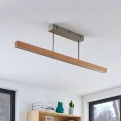 Lucande LED-Holz-Deckenleuchte Tamlin, Buchefarben, 100 Cm -Lucande 9624495 2