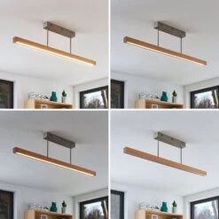 Lucande LED-Holz-Deckenleuchte Tamlin, Buchefarben, 100 Cm -Lucande 9624495 4