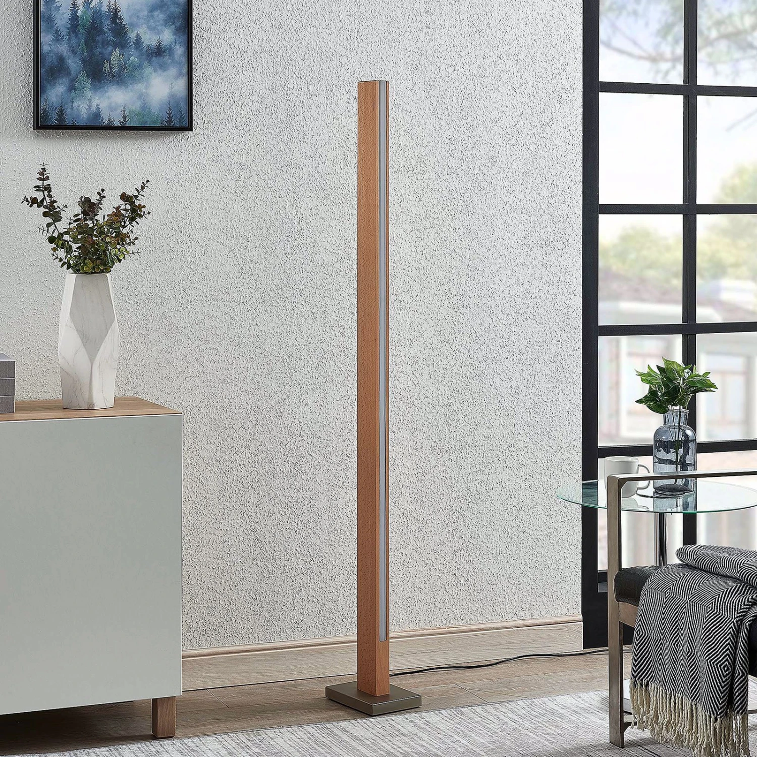 Lucande LED-Holz-Stehleuchte Tamlin, Buchefarben 4 Lucande LED-Holz-Stehleuchte Tamlin, Buchefarben – Bild 2