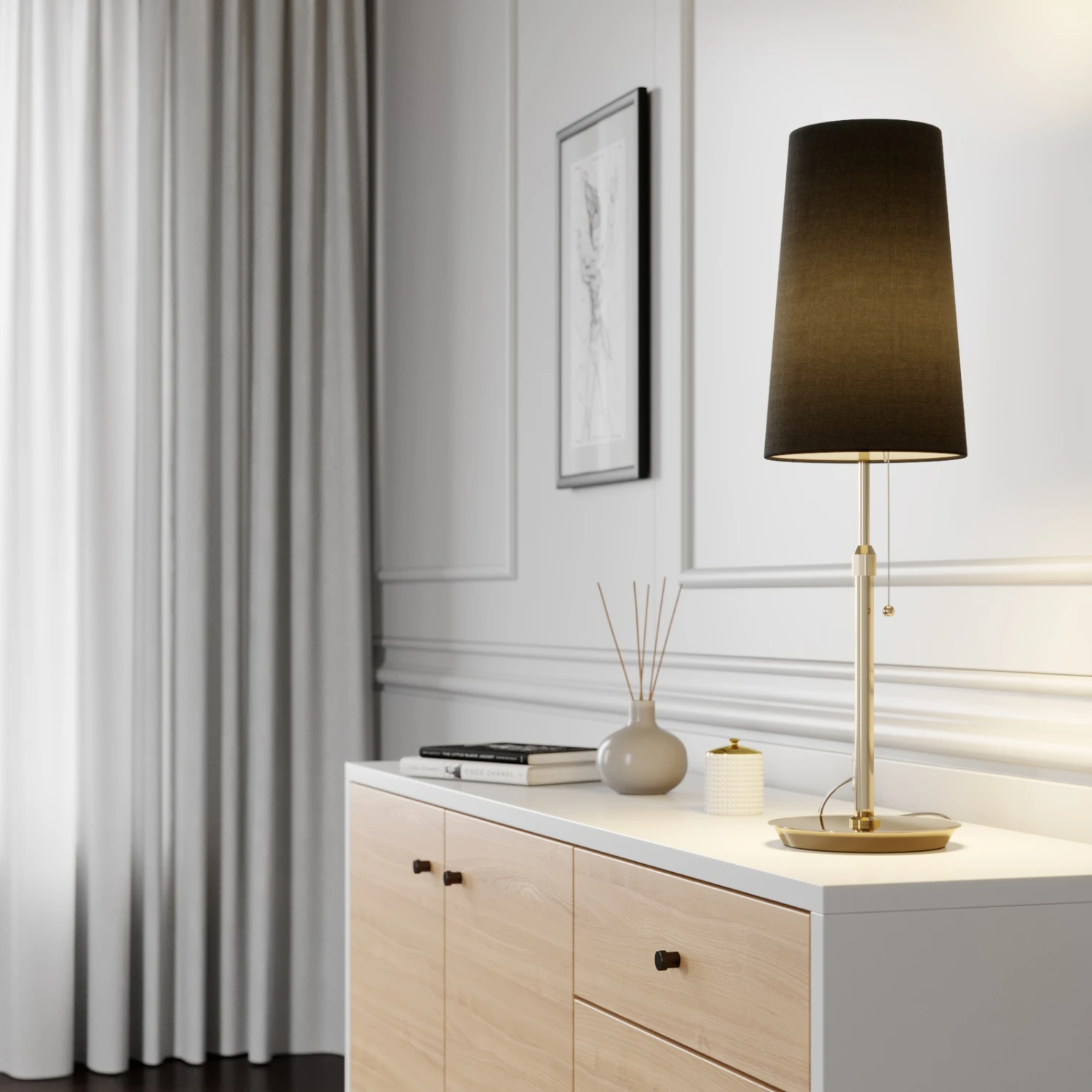 Lucande Pordis Tischleuchte, Messing-schwarz 4 Lucande Pordis Tischleuchte, Messing-schwarz – Bild 2