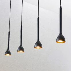 Lucande Hängeleuchte Nordwin, 4-flammig, Schwarz-gold -Lucande 9624529 5