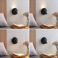 Lucande Magya LED-Wandleuchte Schwarz 2-fl. Rund -Lucande 9624587 4