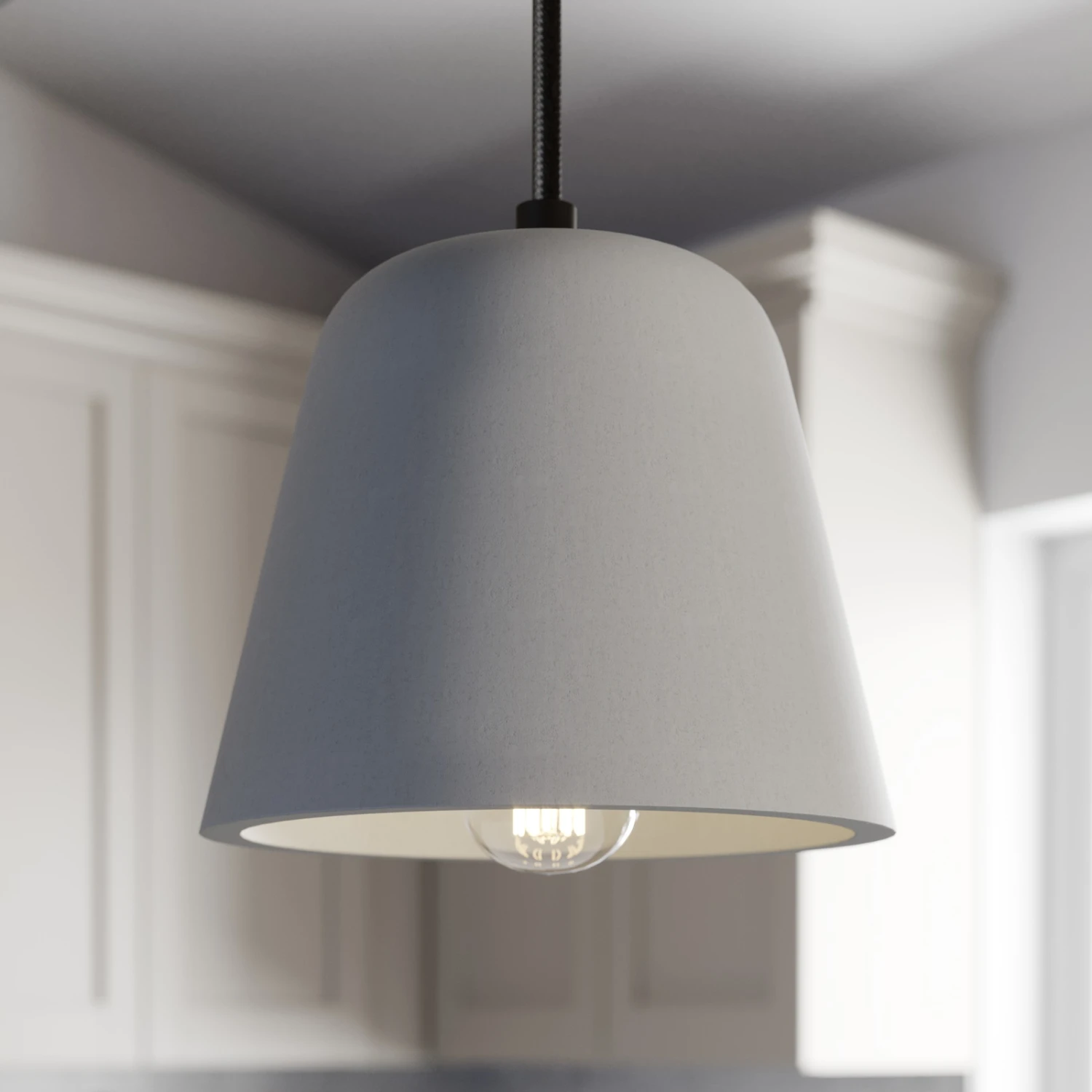 Lucande Hakona Holz-Hängeleuchte, 4 Betonschirme 11 Lucande Hakona Holz-Hängeleuchte, 4 Betonschirme – Bild 9