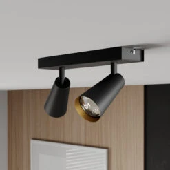 Lucande Angelina Deckenlampe Schwarz-gold, 2-fl. -Lucande 9624852 2