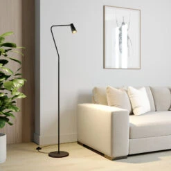 Lucande Angelina Stehleuchte, Schwarz-gold -Lucande 9624862 1