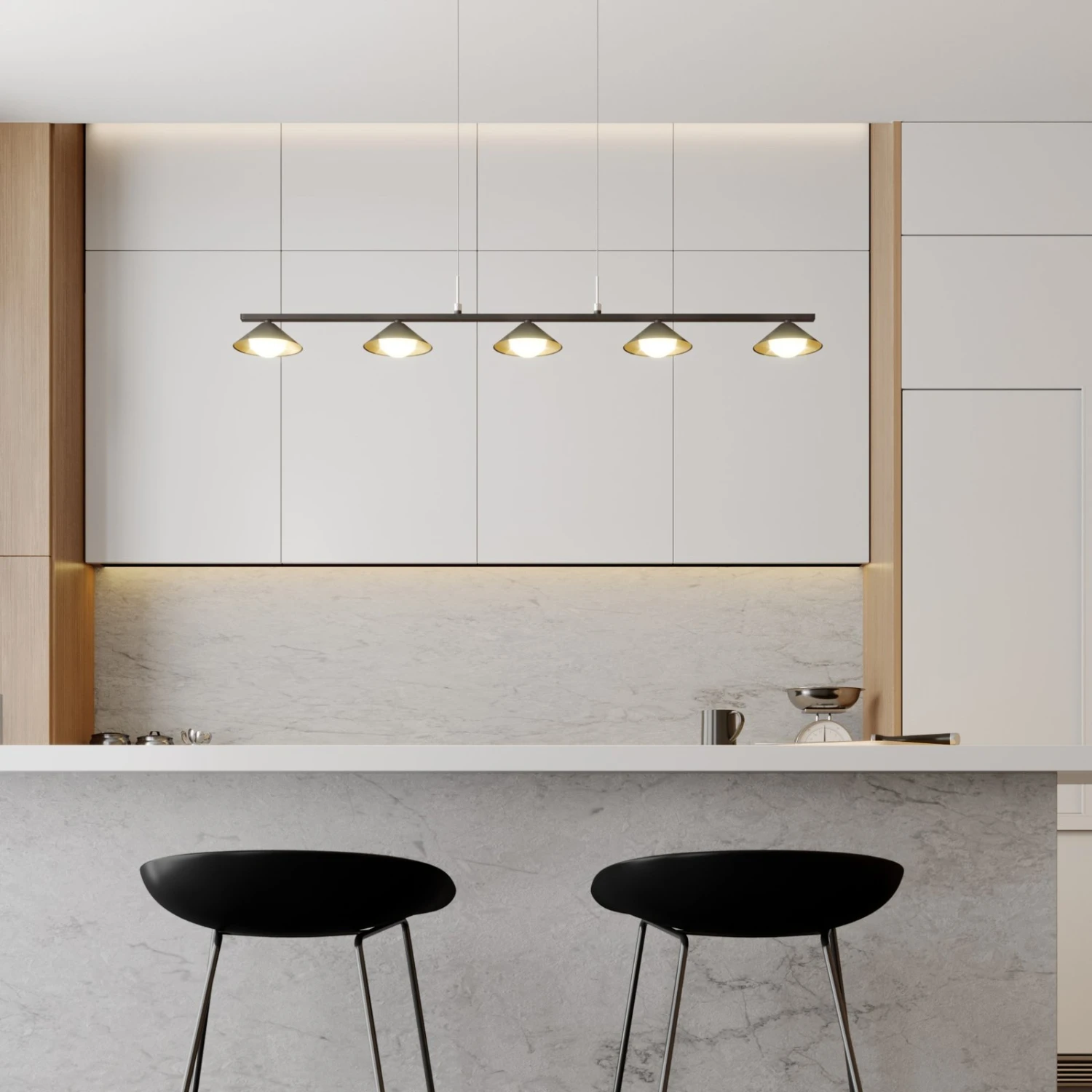 Lucande Kianos LED-Hängeleuchte, Schwarz, 5-fl. 4 Lucande Kianos LED-Hängeleuchte, Schwarz, 5-fl. – Bild 2