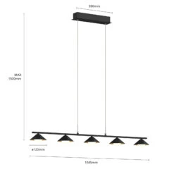 Lucande Kianos LED-Hängeleuchte, Schwarz, 5-fl. 17 Lucande Kianos LED-Hängeleuchte, Schwarz, 5-fl. -Lucande 9624945 6