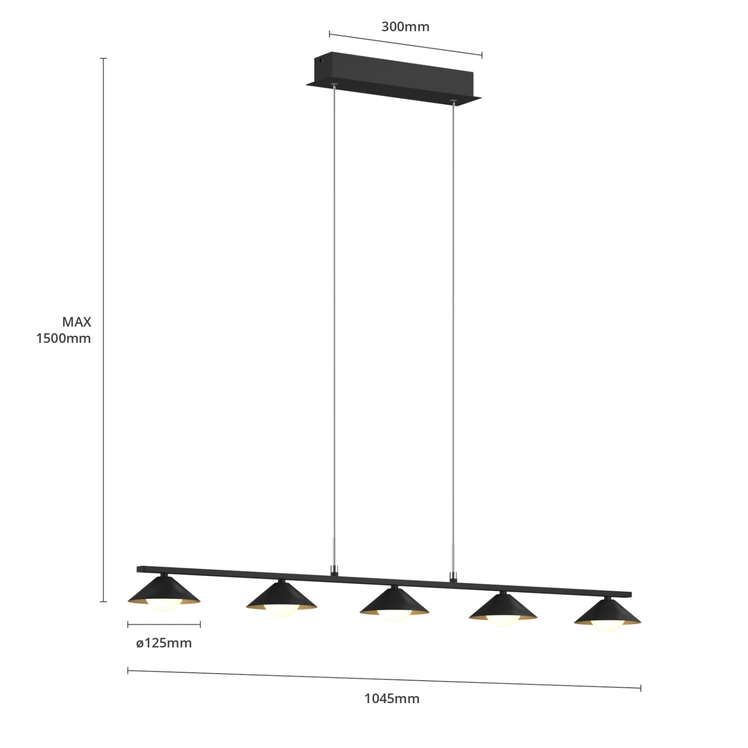 Lucande Kianos LED-Hängeleuchte, Schwarz, 5-fl. 9 Lucande Kianos LED-Hängeleuchte, Schwarz, 5-fl. – Bild 7
