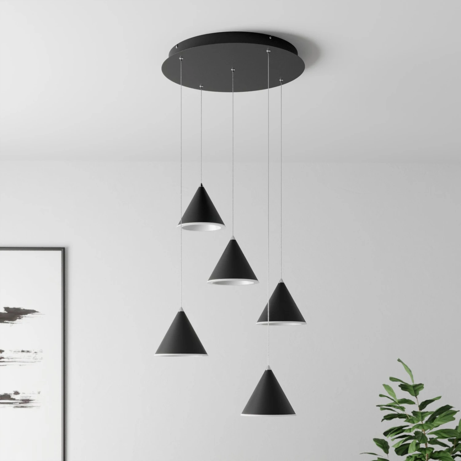 Lucande Livan LED-Hängeleuchte, Schwarz, 5-fl. 5 Lucande Livan LED-Hängeleuchte, Schwarz, 5-fl. – Bild 3