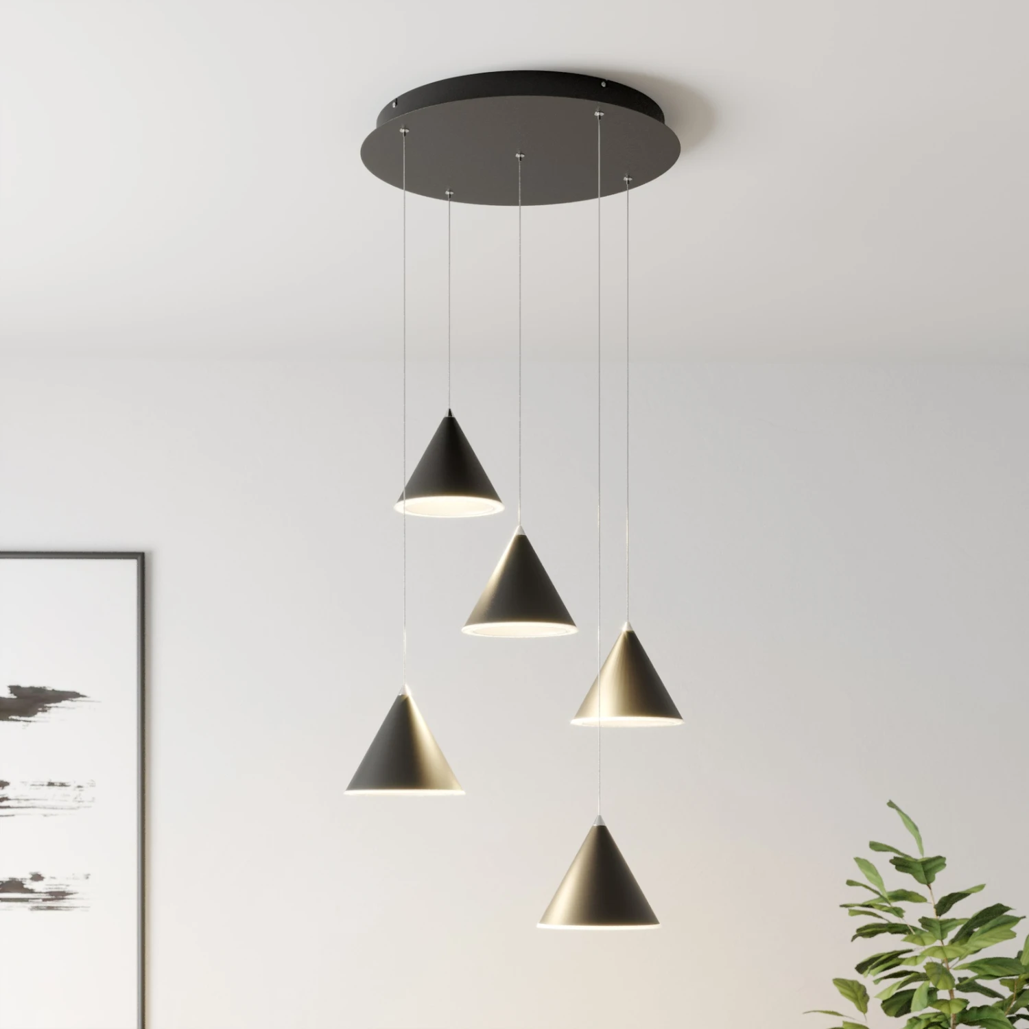 Lucande Livan LED-Hängeleuchte, Schwarz, 5-fl. 3 Lucande Livan LED-Hängeleuchte, Schwarz, 5-fl.