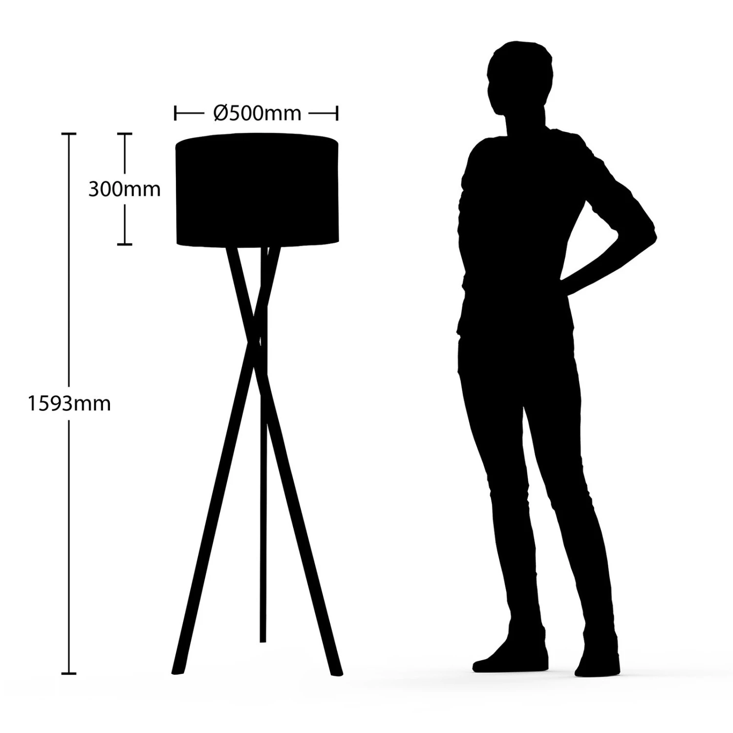 Lucande Auriane Tripod-Stehlampe, Stoff Schwarz 6 Lucande Auriane Tripod-Stehlampe, Stoff Schwarz – Bild 4