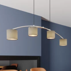 Lucande Juljana Pendellampe, 4-fl., Stoffschirme