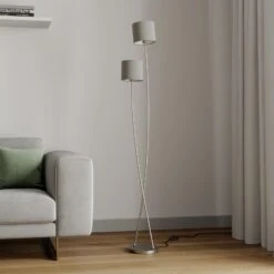 Lucande Juljana Stehlampe, 2-fl., Stoffschirme -Lucande 9626234 2