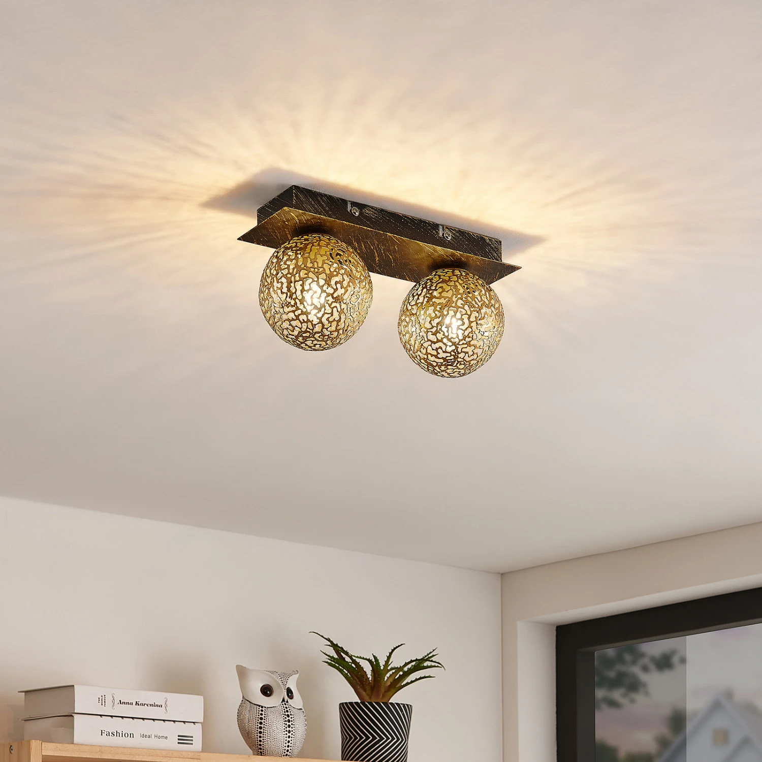 Lucande Evory Deckenleuchte, Eckig, 2-fl. 4 Lucande Evory Deckenleuchte, Eckig, 2-fl. – Bild 2