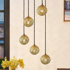 Lucande Zale Hängeleuchte, Rund, 5-fl.