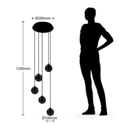 Lucande Zale Hängeleuchte, Rund, 5-fl. -Lucande 9626383 6