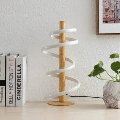 Lucande Milora LED-Tischleuchte, Eiche -Lucande 9626397 1