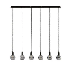 Lucande Ably Hängeleuchte, Rauchglas, Sechsflammig -Lucande 9626474 2