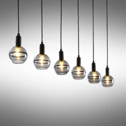 Lucande Ably Hängeleuchte, Rauchglas, Sechsflammig -Lucande 9626474 4