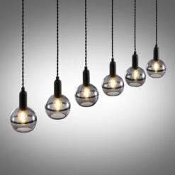 Lucande Ably Hängeleuchte, Rauchglas, Sechsflammig -Lucande 9626474 5