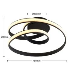 Lucande Sakina LED-Deckenleuchte, Sandschwarz -Lucande 9626550 6