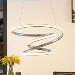 Lucande Sakina LED-Hängeleuchte Chrom Ø 58 Cm