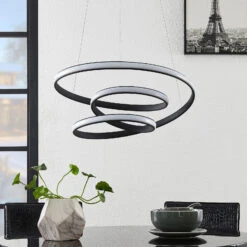 Lucande Sakina LED-Hängeleuchte Sandschwarz Ø 58cm -Lucande 9626554 1