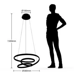 Lucande Sakina LED-Hängeleuchte Sandschwarz Ø 58cm -Lucande 9626554 6