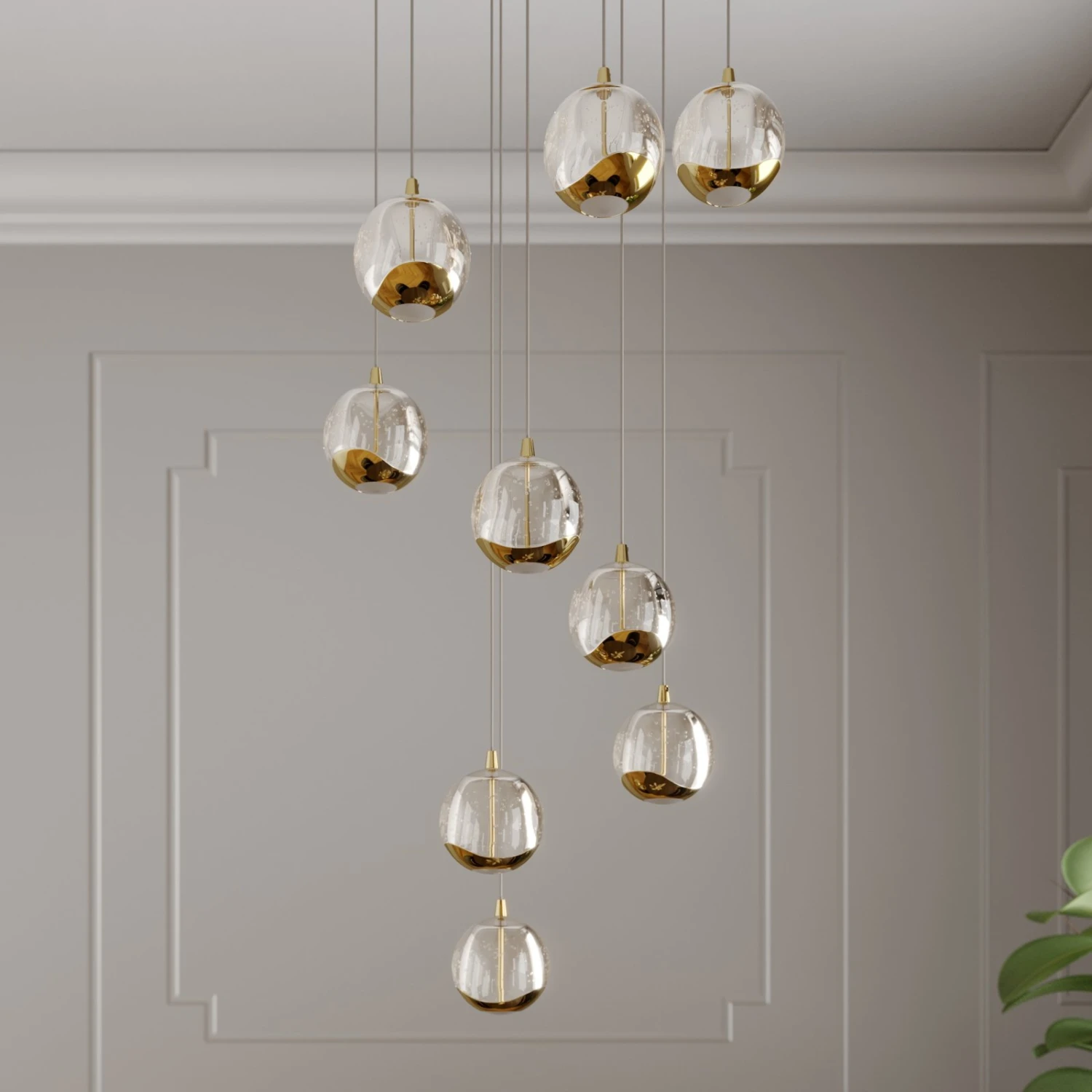 Lucande Hayley LED-Hängelampe, 9-flammig, Gold 5 Lucande Hayley LED-Hängelampe, 9-flammig, Gold – Bild 3