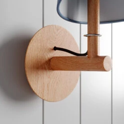 Lucande Jinda Wandleuchte, Holzgestell, Stoff Blau -Lucande 9627071 3