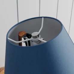 Lucande Jinda Wandleuchte, Holzgestell, Stoff Blau -Lucande 9627071 4