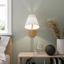 Lucande Jinda Wandleuchte, Holzgestell, Stoff Weiß 12 Lucande Jinda Wandleuchte, Holzgestell, Stoff Weiß -Lucande 9627073 1