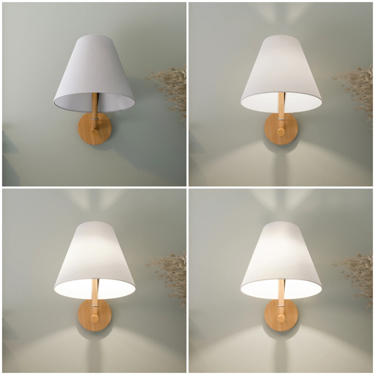 Lucande Jinda Wandleuchte, Holzgestell, Stoff Weiß 7 Lucande Jinda Wandleuchte, Holzgestell, Stoff Weiß – Bild 5