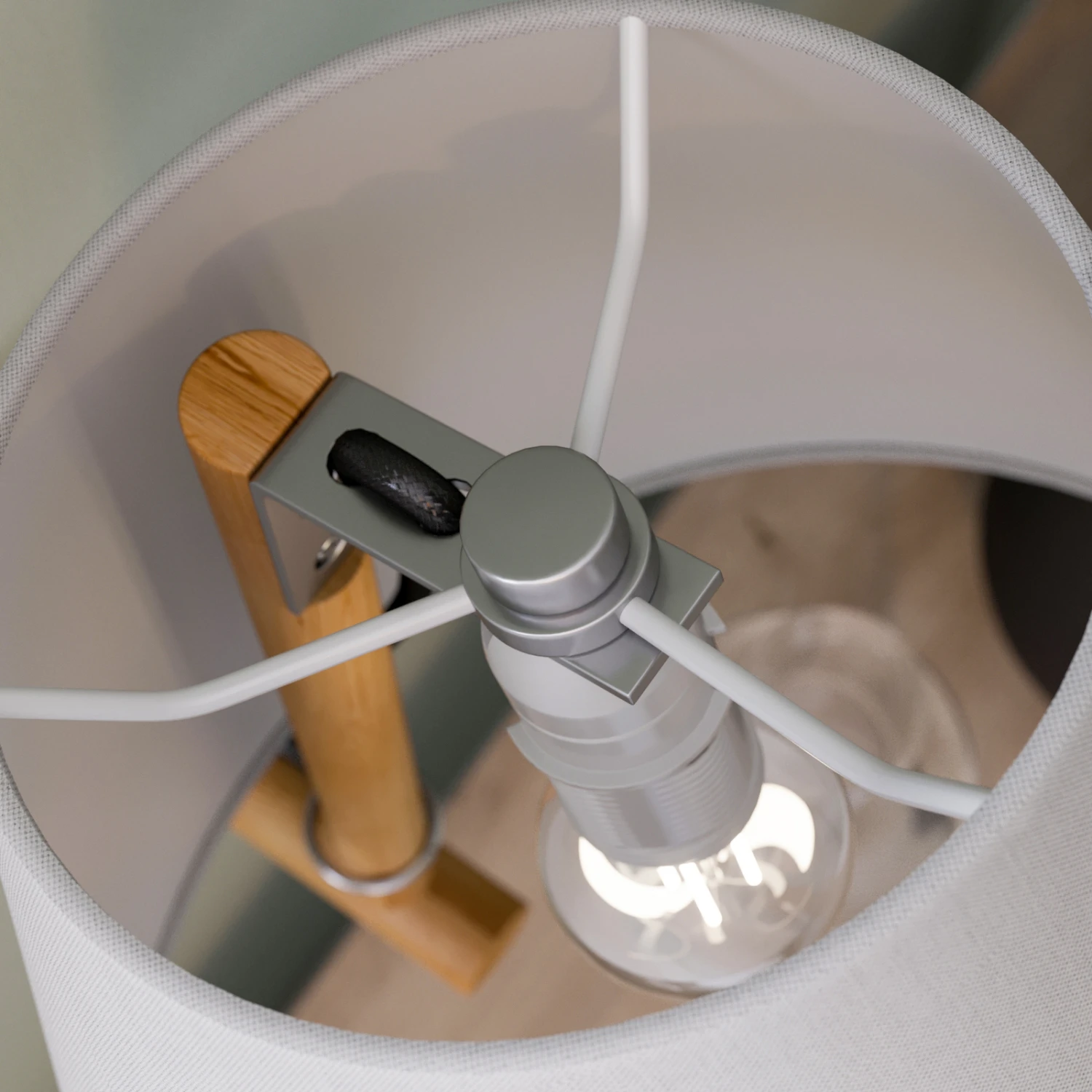 Lucande Jinda Wandleuchte, Holzgestell, Stoff Weiß 11 Lucande Jinda Wandleuchte, Holzgestell, Stoff Weiß – Bild 9