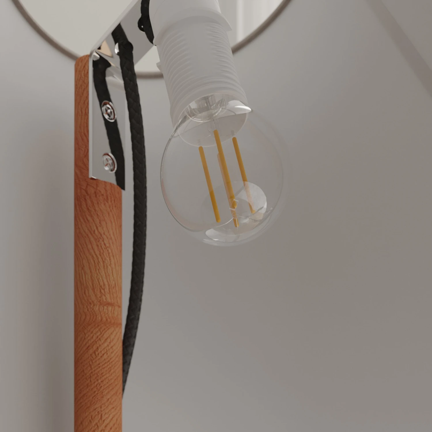 Lucande Jinda Wandleuchte, Holzgestell, Samt Grau 6 Lucande Jinda Wandleuchte, Holzgestell, Samt Grau – Bild 4