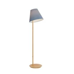 Lucande Jinda Stehlampe, Holzgestell, Stoff Blau -Lucande 9627079 5