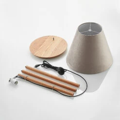 Lucande Jinda Stehlampe, Holzgestell, Samt Grau 19 Lucande Jinda Stehlampe, Holzgestell, Samt Grau -Lucande 9627082 8