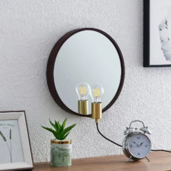 Lucande Lumani Wandleuchte Mit Spiegel, Braun -Lucande 9627238 2