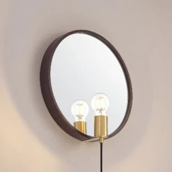 Lucande Lumani Wandleuchte Mit Spiegel, Braun -Lucande 9627238 4